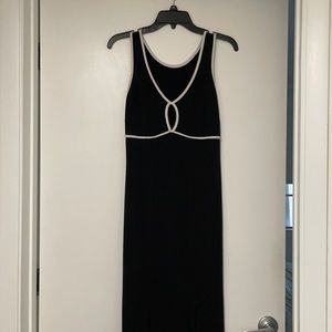 Black maxi dress with white details